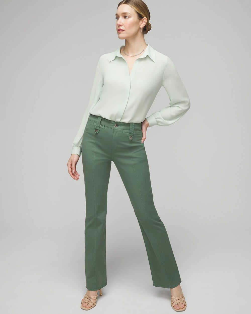High-Rise Pret Front Seamed Bootcut Pants | White House